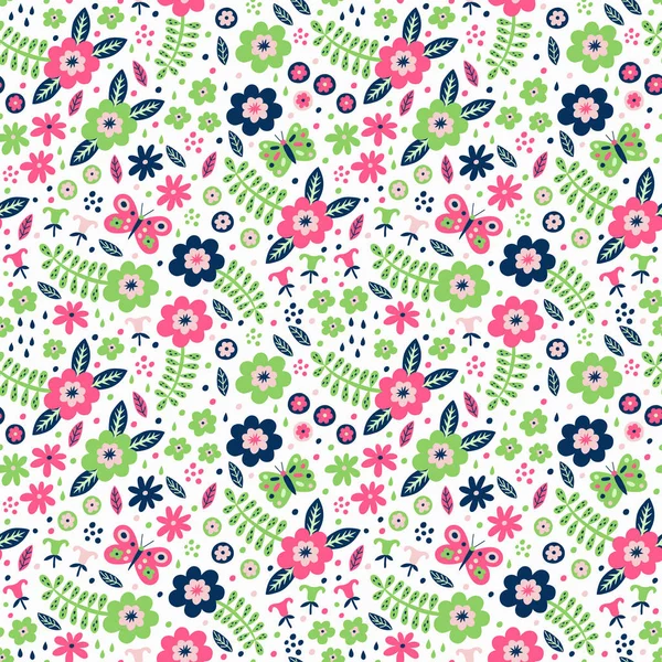 Flower seamless pattern. Vector illustration. — Stock Vector