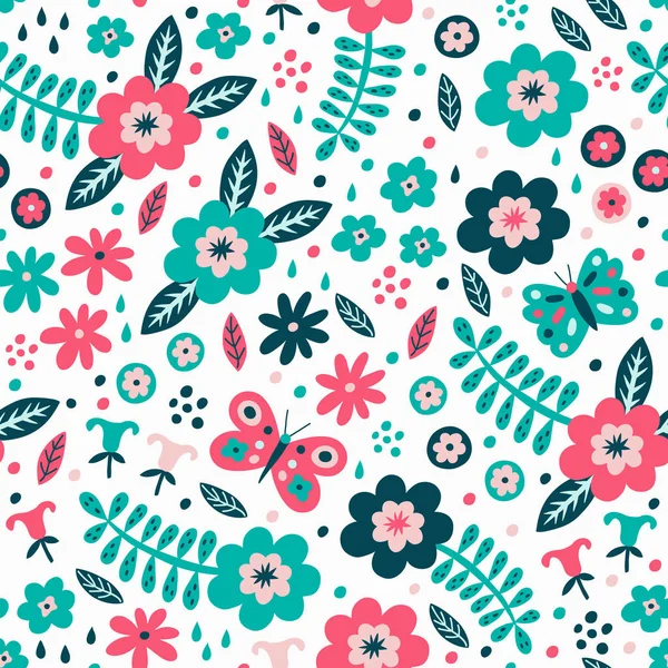 Flower seamless pattern. Vector illustration. — Stock Vector