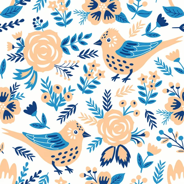 Bird seamless background. Vector illustration. Wrapping. Surface — Stock Vector