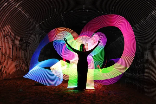 Light Painting With Color and Tube Lighting — Stock Photo, Image