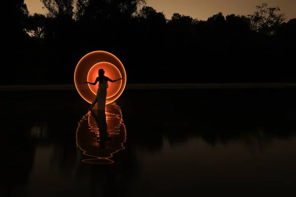 Light Painting With Color and Tube Lighting — Stock Photo, Image