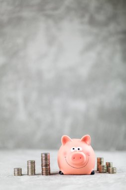 Kumbara gri arka plan üzerinde
