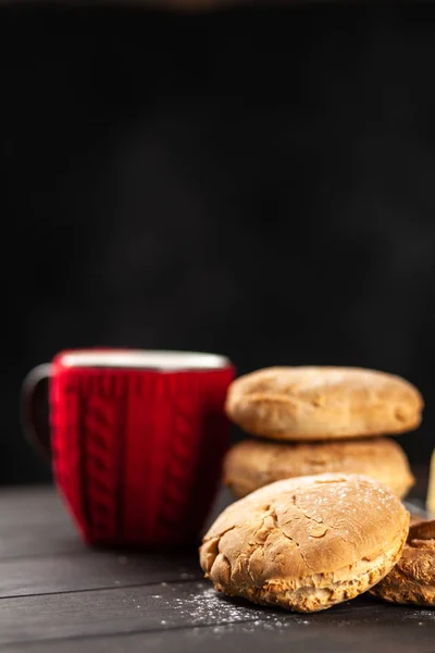 Homemade buns on dark background — Stock Photo, Image