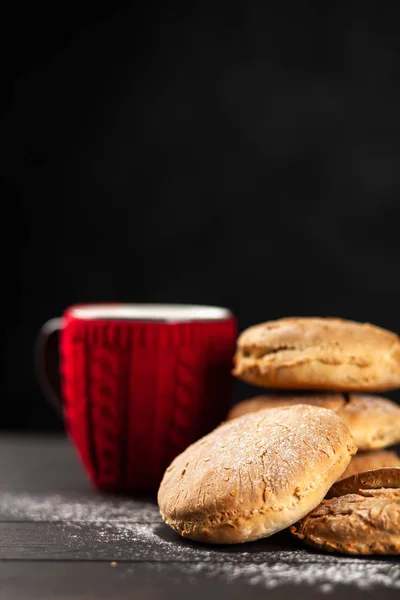 Homemade buns on dark background — Stock Photo, Image