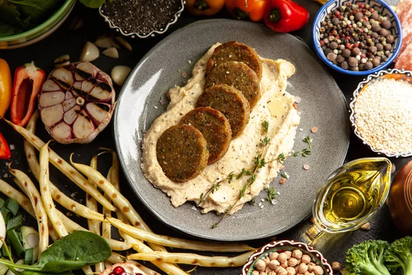 Falafel és a hummus — Stock Fotó