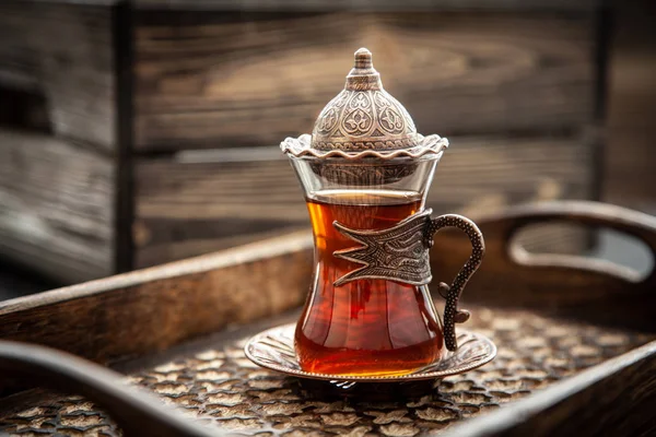 Türkischer Tee Traditionellen Glas — Stockfoto