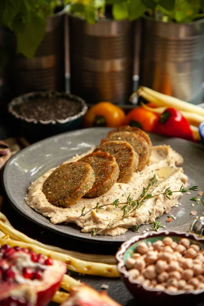 Falafel en bieten hummus — Stockfoto