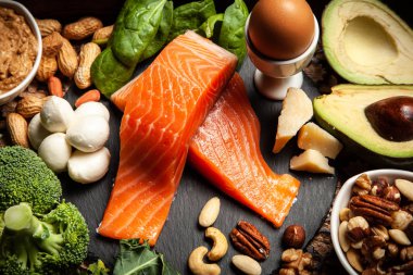 Keto diyet gıda malzemeleri.