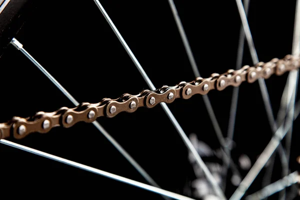 Componenti per biciclette isolati su nero — Foto Stock