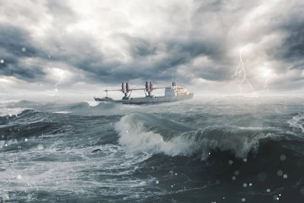 Nave en un mar tormentoso — Foto de Stock