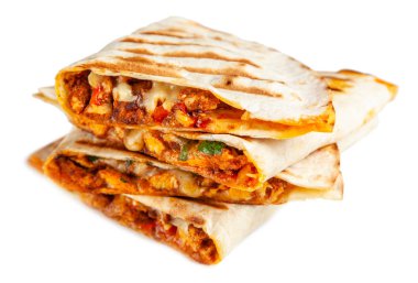 Chicken quesadillas with paprika and cheese clipart