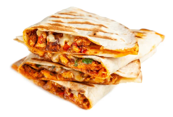 Chicken quesadillas with paprika and cheese — Stock Photo, Image