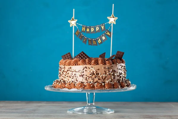 Chocolate cake on dark background — Stock Photo, Image