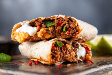 Mexican beef burrito clipart