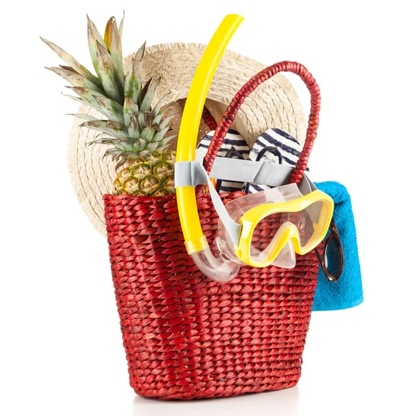 Bolsa de playa roja — Foto de Stock