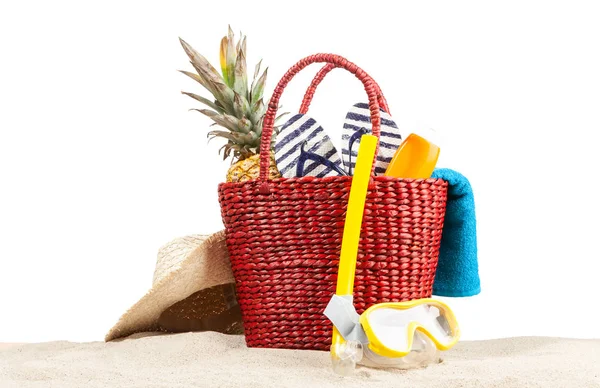 Bolsa de praia vermelha — Fotografia de Stock