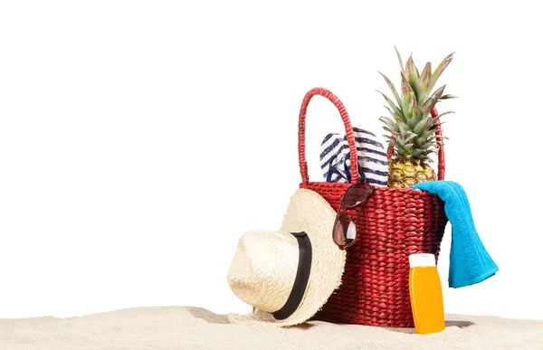 Bolsa de playa roja — Foto de Stock