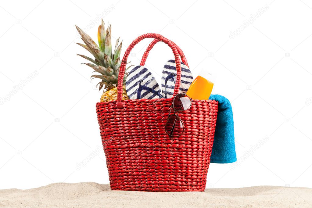 Red beach bag