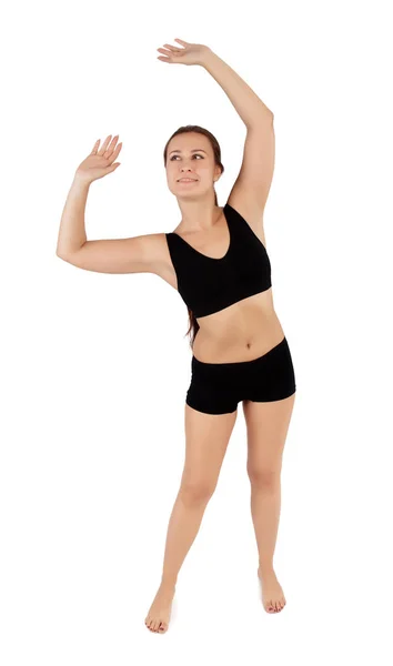 Fitness Mulher Dançando Isolado Branco — Fotografia de Stock