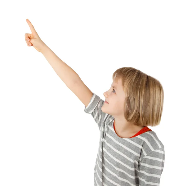 Child Pointing Isolated White — Stock Photo, Image