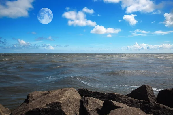 Pleine Lune Sur Océan — Photo