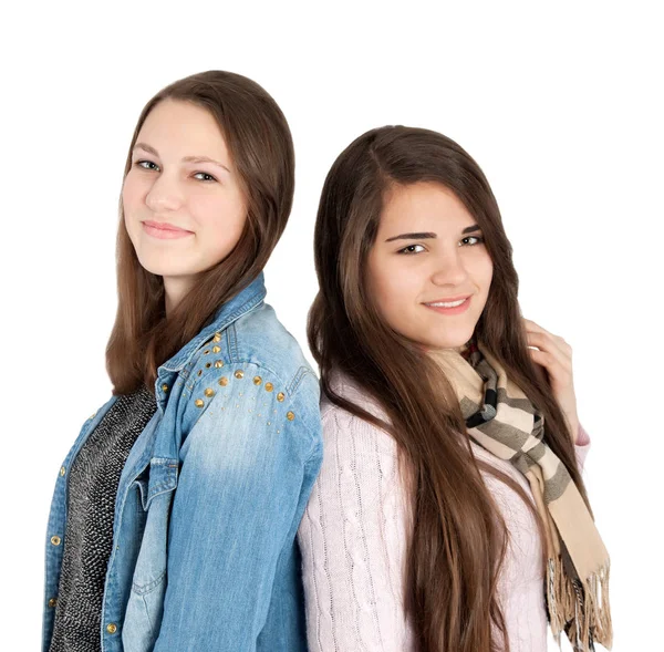 Two Teenage Girls Back Back — Stock Photo, Image