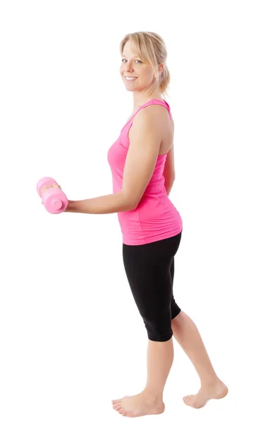 Mooie Jonge Vrouw Met Dumbbell — Stockfoto