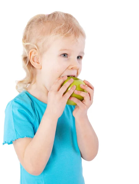 Meisje eten apple — Stockfoto