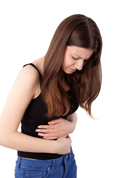 Ragazza con mal di stomaco — Foto Stock