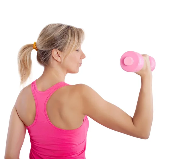 Kadın dumbbell ile egzersiz — Stok fotoğraf