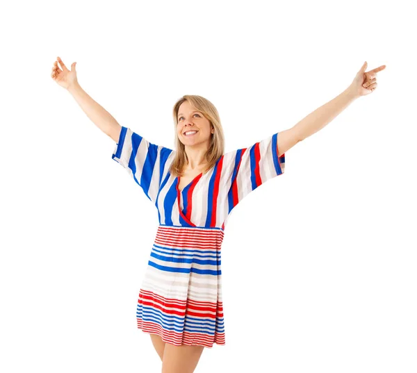 Woman with raised arms — Stock Photo, Image