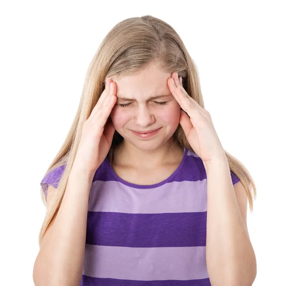 Девушка с головной болью — стоковое фото
