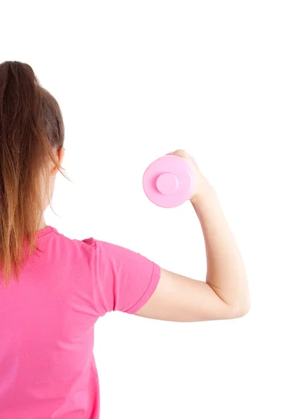 女人用哑铃锻炼 — 图库照片