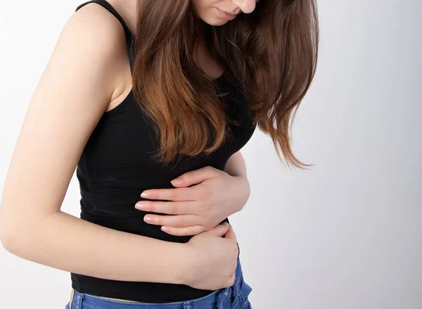 Dívka s bolest žaludku — Stock fotografie