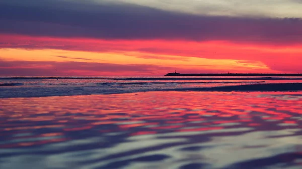 北海の日没時のモル 日陰の砂 — ストック写真