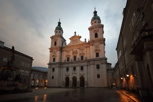 Salzburg Cathedral Its Square Twilight — Stock Photo, Image