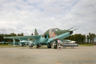 Moscow Region, Rusya, Temmuz, 10, 2018. Jet saldırı uçağı Sukhoy Su-25'ndeki askeri Park 