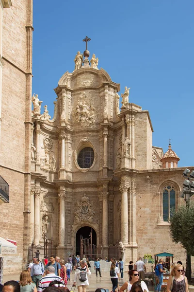 Valencia Spanien September 2018 Katedralen Valencia Kyrkan Har Olika Arkitektoniska — Stockfoto