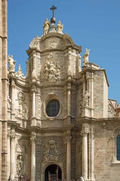 Valencia Cathedral Gates Church Has Different Architectural Styles Roman Gothic — Stock Photo, Image