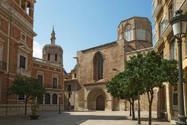 Kathedraal Van Valencia Kerk Heeft Verschillende Architectonische Stijlen Romeinse Gotische — Stockfoto