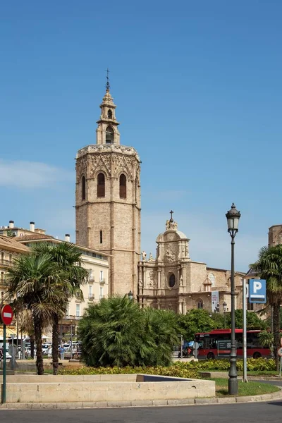 Kathedraal Van Valencia Kerk Heeft Verschillende Architectonische Stijlen Romeinse Gotische — Stockfoto