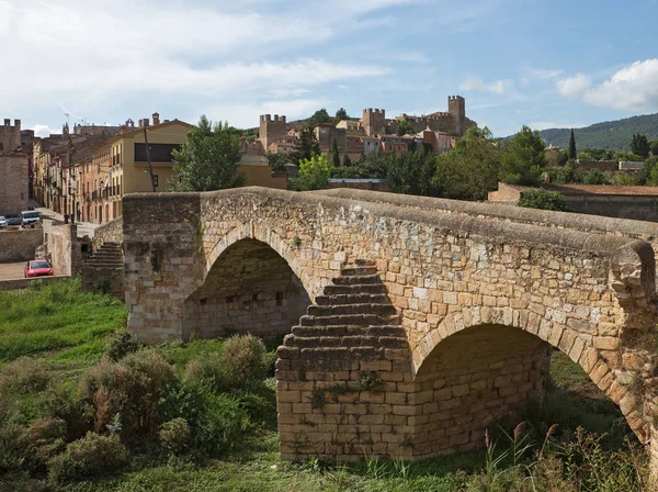 Понт Велл Старый Мост Крепость Города Монблан Каталония Испания — стоковое фото