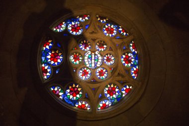 Montblanc kasaba, Catalonia, İspanya Santa Maria Kilisesi'nin rozet