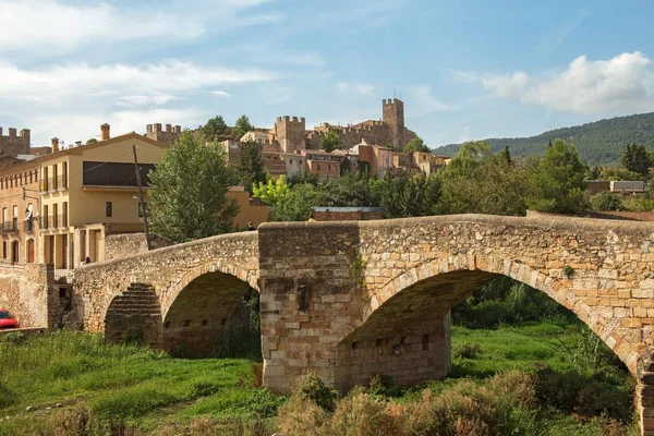 Pont Vell Old Bridge Fortress Montblanc Town Catalonia Spain — Stock Photo, Image