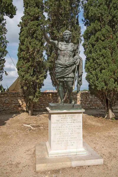 Tarragona Passeig Arqueologic Arkeolojik Promenade Roman Emperor Anıt Kopyasını — Stok fotoğraf