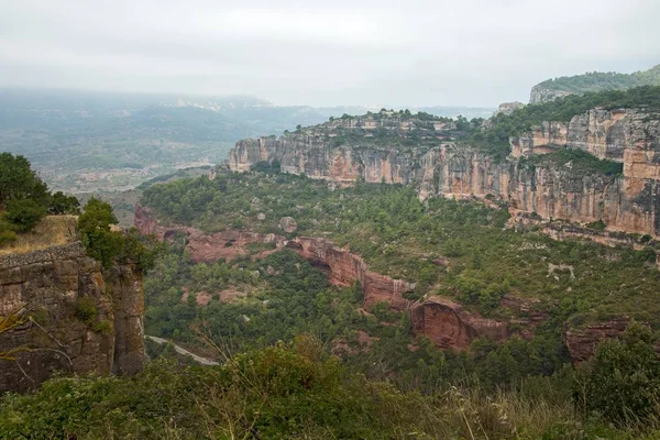 Paysage Depuis Une Falaise Siurana Célèbre Village Montagneux Siurana Municipalité — Photo