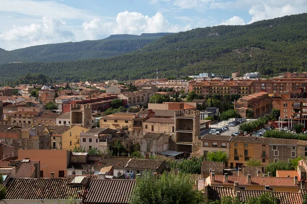 Vista Desde Colina Centro Ciudad Montblanc Muralla Fortaleza Ciudad Cataluña —  Fotos de Stock