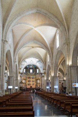 Valencia katedral iç. Kilise kentin tarihi ana landmark olun - Roma, Gotik ve Barok - farklı mimari stilleri vardır