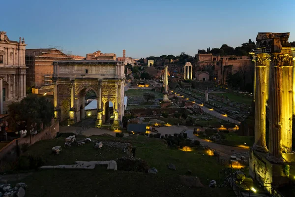 Night View Roman Forum Capitoline Museums Archaeological Museums Top Capitoline — Stock Photo, Image