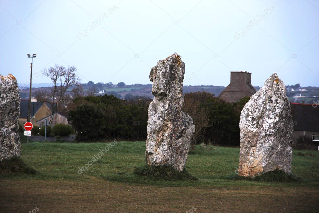 standing stones or menhirs of Lagatjar in the cape of Pen Hir in France in the Brittany region